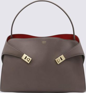 Ferragamo Brown Calf Leather Hug M Top Handle Bag
