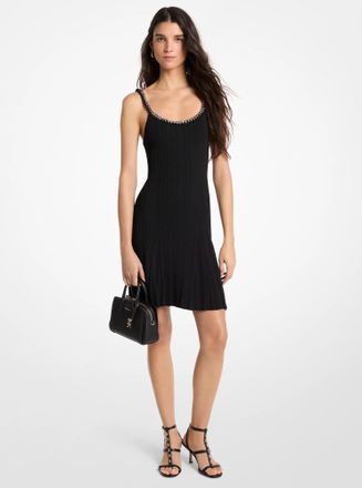 Michael Kors Chain Embellished Stretch Knit Tank Dress