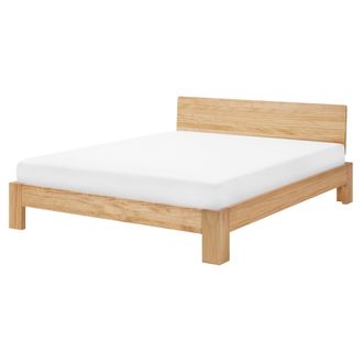 Beliani Beliani - Cama De Madera De Pino Clara 160 X 200 Cm Con Estructura Y Cabecero Royan