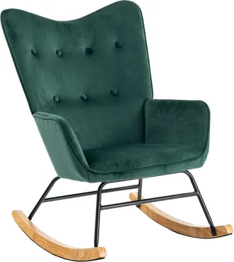 Urban Meuble Mecedora escandinava de terciopelo verde