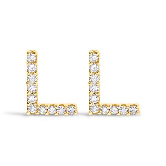 House of Brilliance 10K Gold 1/10 Cttw Diamond Initial A to Z Stud Earring