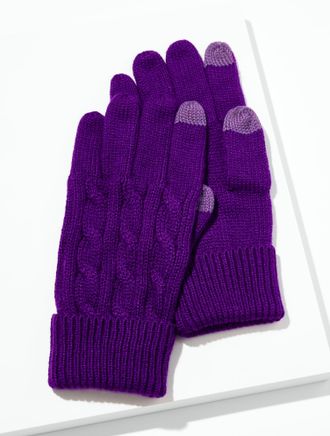 Talbots Soft Cable Knit Gloves - Violet Indigo - 001 Talbots
