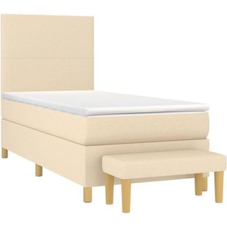 vidaXL Vidaxl - Cama Box Spring Con Colch&oacute;n Tela Color Crema 80x200 Cm