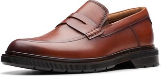 Clarks Mens Burchill Penny Loafer, Tan Leather, 9