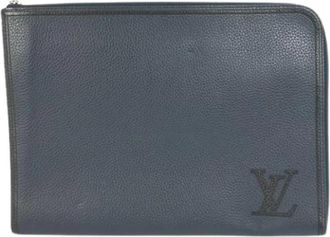 Louis Vuitton Pre-owned Clutch Bag - Heren - Vintage Clutch - Blauw - ONE Size - Leer - Vintage