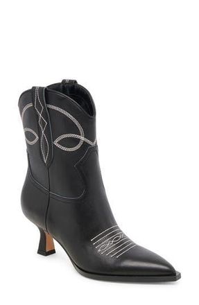 Dolce Vita Angel Pointed Toe Western Boot in Black/white Leather at Nordstrom Rack, Size 7.5