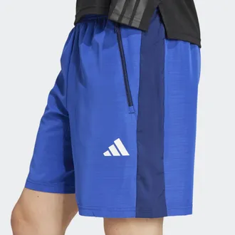 adidas Shorts ADIDAS PERFORMANCE TRAIN ESSENTIALS WOVEN M&Eacute;LANGE, Herren, Gr. M, L&auml;nge 7, blau (dunkelblau melange, innenbeinl&auml;nge ca. 18 cm), Obermaterial: 1