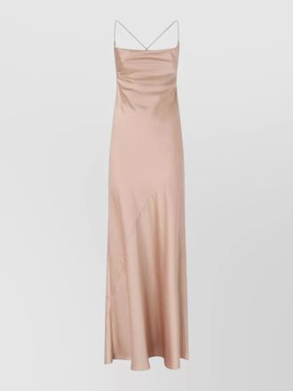Pinko knee length asymmetric satin silk dress