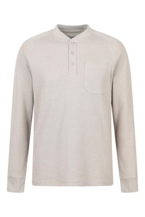 Mountain Warehouse Selby Mens Waffle Henley Tee - Cotton Lightweight Shirt - Autumn Winter Walking & Outdoors Dark Beige XL