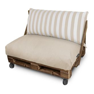 Happers Happers - Coj&iacute;n Para Palets Toldotex Crudo Set: Asiento 120x80x20 (liso) + Respaldo 120x45x25 (rayado) Crudo