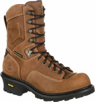 Georgia Boot Mens Comfort Core Logger Waterproof Work Boot In Brown