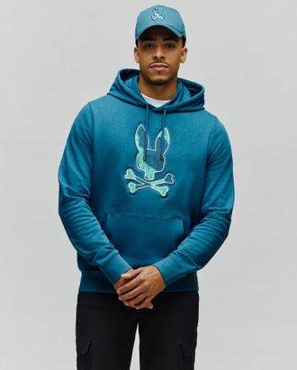 Psycho Bunny Mens Olivier Embroidered Hoodie 406 MALLARD BLUE / XXL