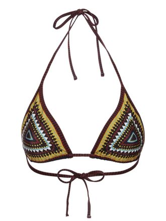La DoubleJ Bikinitop met geometrische print - Zwart