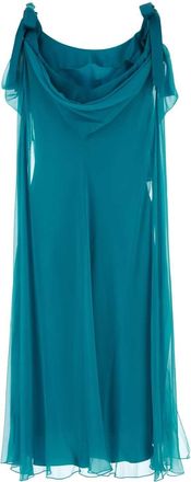 Alberta Ferretti Womens Dress Teal Silk