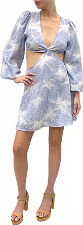 Vintage Havana Long Sleeve Cut Out Mini Dress In Blue