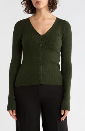 Max Studio V-Neck Cardigan V-Neck Cardigan in Dark Green at Nordstrom Rack, Size X-Large