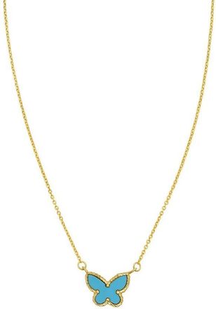 Tresorra 14K Yellow Gold Primavera Turquoise Butterfly Necklace