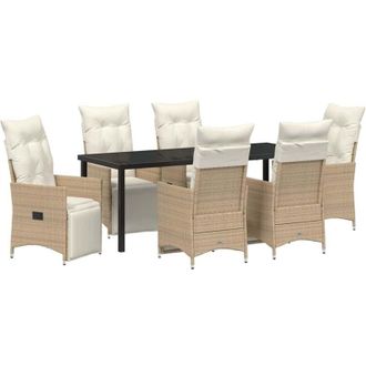 vidaXL Conjunto De Comedor De Jard&iacute;n 7 Pcs Beige Rat&aacute;n Sint&eacute;tico Vidaxl