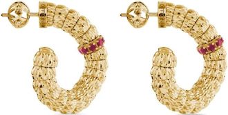 Officina Bernardi 18kt yellow gold Enigma ruby hoop earrings - women - Ruby/18kt Yellow Gold - One Size