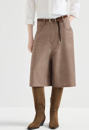 Brunello Cucinelli Sparkling houndstooth Bermuda shorts in Brown at Nordstrom, Size 48 It