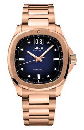 Mido Multifort TV Big Date Automatic Bracelet Watch, 39.2mm x 40mm in Blue at Nordstrom