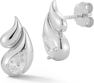 Glaze Jewelry Cubic Zirconia Teardrop Stud Earrings in Silver at Nordstrom Rack