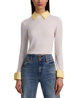 Alice & Olivia Alice + Olivia Porla Collared Wool-Blend Sweater