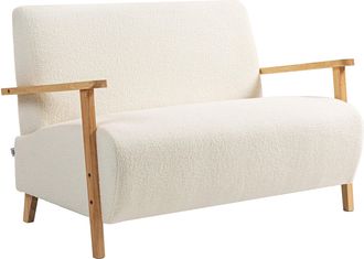 HOMCOM 2 Seater Sofa - Fabric Modern Loveseat For Living Room - Cream | TJ Hughes