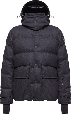 Moncler Moncler Servance Wool Denim Hooded Down Ski Jacket, Men, Blue, Size: 3