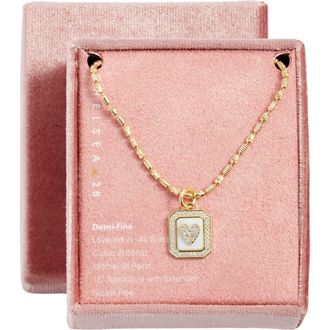 Chelsea28 Pav&eacute; Cubic Zirconia & Mother-of-Pearl Pendant Necklace in White- Clear- Gold at Nordstrom
