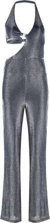 Rotate halterneck jumpsuit - women - Polyester/Polyamide/Polyester/Spandex/Elastane - 34 - Blue