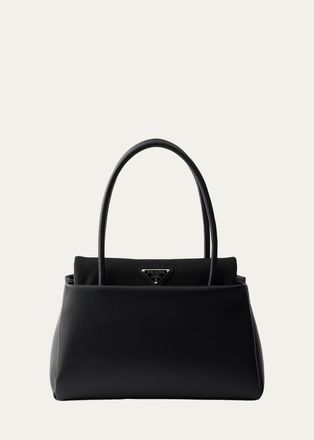 Prada Passage Small Leather & Re-Nylon Top-Handle Bag