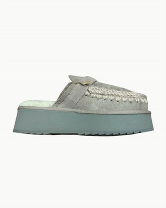 Mou Womens Platform Suede Clog In Goat