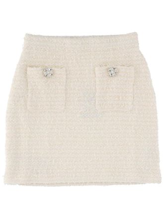 Self Portrait Wool-Blend Miniskirt - Ivory
