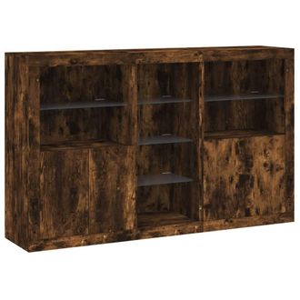 Berkfield Home Sideboard with LED Lights Smoked Oak 162x37x100 cm in Brown | Size: 162 x 37 x 100 cm