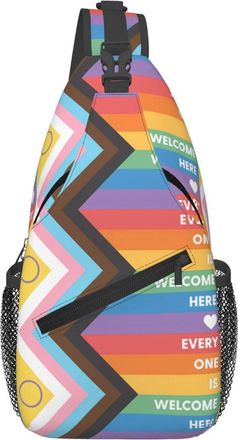 Generic Pride Rainbow Gay Every One Is Welcome Here Crossbody Bag With Zipper Shoulder Bag Breathable Crossbody Bags For Camping Sports Men