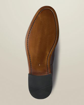 CHARLES TYRWHITT Grain Leather Tassel Loafers - Chocolate Brown Size 10 by Charles Tyrwhitt