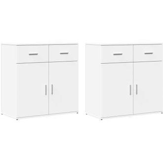 vidaXL Credenze 2 pz Bianche 79x38x80 cm in Legno Multistrato - Vidaxl