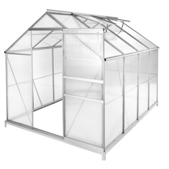 TecTake Aluminium Greenhouse With Foundation, 185X250X195Cm in Clear | Size: Large