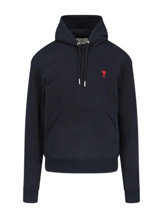 Ami Black Cotton Ami De Coeur Hoodie