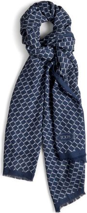 Tod's logo-jacquard wool scarf - men - Wool - One Size - Blue