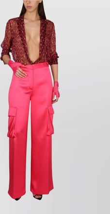 Versace high-waisted satin cargo pants with wide legs