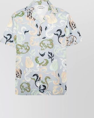 Lanvin cotton abstract logo print camp collar short sleeve shirt