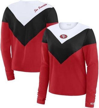 WEAR by Erin Andrews Womens WEAR by Erin Andrews Scarlet/Black San Francisco 49ers Plus Size Chevron Tri-Blend Long Sleeve T-Shirt at Nordstrom, Size 1X