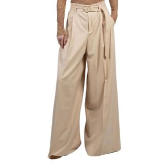 Zimmermann Belted Trousers - female - Zimmermann - Wide Trousers - Beige - XS - Trousers