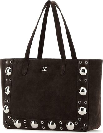 Valentino Garavani Womens Brown Suede Nellc&atilde;te Shopping Bag Testadimoro Cowhide - Bos Taurus Borse A Mano