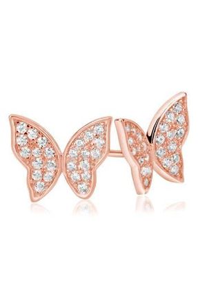 Suzy Levian Sterling Silver CZ Butterfly Stud Earrings in Rose at Nordstrom Rack