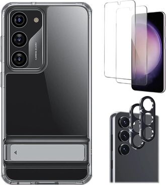 Sahara Bundle: AirShield Boost Kickstand Case Bundle with Tempered Glass Screen and Camera Protector - Samsung Galaxy S23