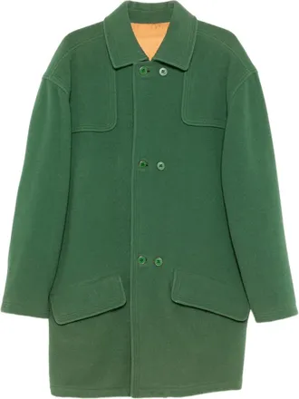 Versace 1980s buttoned pocket coat - men - Wool/Acetate/Other fibres - L - Green