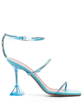 Amina Muaddi Gilda sandalen verfraaid met kristallen - Blauw